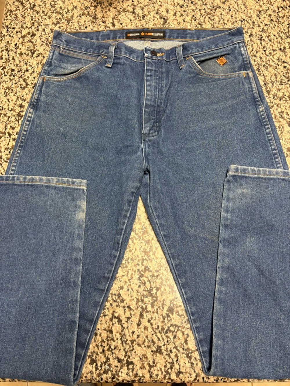 Wrangler Men’s FR Jeans 34x32 Dark Wash Flame Resistant 100% Cotton Straight Leg